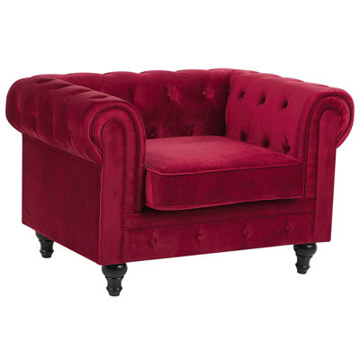 Armchair Velvet Dark Red CHESTERFIELD