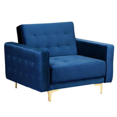 Armchair Velvet Navy Blue ABERDEEN