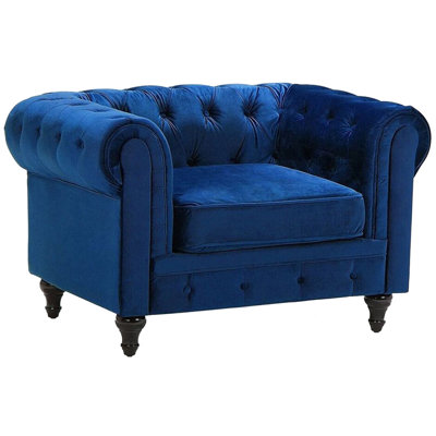 Armchair Velvet Navy Blue CHESTERFIELD