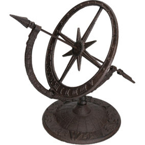 Armillary Sundial Ornament Cast Iron Garden Feature Statue Clock Metal Compass