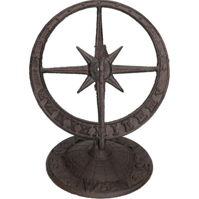 Armillary Sundial Ornament Cast Iron Garden Feature Statue Clock Metal Compass