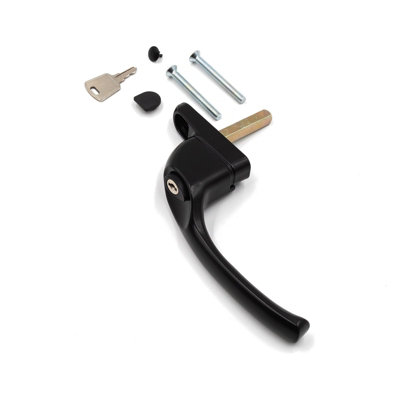 Armis Cranked Window Handle - Left, Black, 30mm