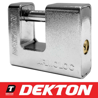 Armoured Steel Shackle Padlock From Dekton 3 Keys High Security 80mm Lock