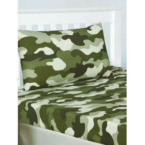 Army Camouflage Double Fitted Sheet and Pillowcase Set
