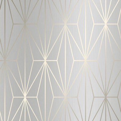 Arna Geo Wallpaper In Grey And Gold