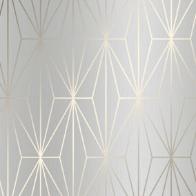 Arna Geo Wallpaper In Grey And Gold