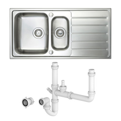 ARNO 1.5 Bowl Inset Steel Sink with Waste & Plumbing kit