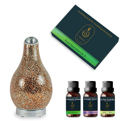 Aroma Haven S1 Edge Rose Gold Electric Diffuser With Essential Oil Set
