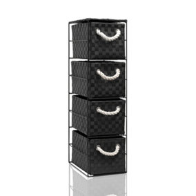 Arpan Black 4-Drawer Storage Unit (4-Drawer 18x25x65cm)