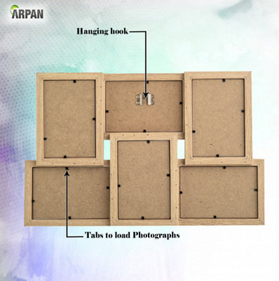 Collage Multiple Picture Frames for 6 Photos in 4 x 6 Inches Wooden, MDF  Wall Mounting Frame (Natural)