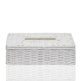 ARPAN Eco-Friendly White Paper Rope Rectangular Tissue Holder Box - for Hotel & Guest Houses, Office Home, Bathroom
