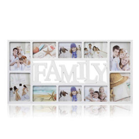 Arpan Family 10 Multi Aperture Photo Picture Frame - Holds 6 X 6''X4'' Photos, 4 X 5''X7'' Photos - White
