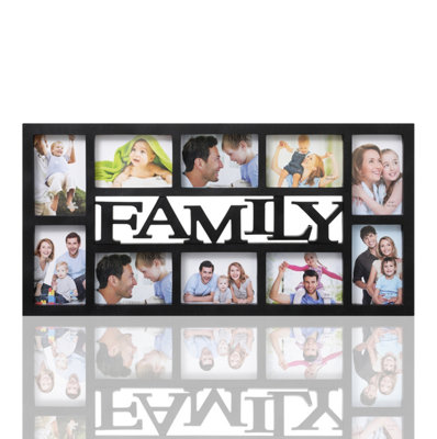 Arpan Family Multi Aperture Photo Picture Frame - Holds 10 X 6''X4'' Photos (Black Family)