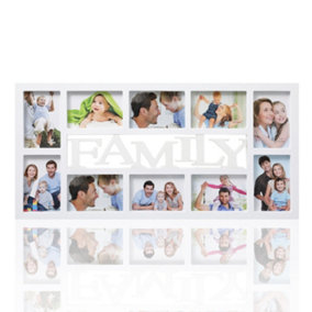 Arpan Family Multi Aperture Photo Picture Frame - Holds 10 X 6''X4'' Photos (White Family)