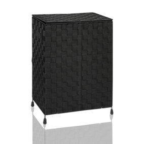 ARPAN Foldable Laundry Hamper Basket Black. Washing Bin with Lid & Insert Handle for Easy Carrying