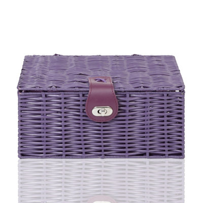 ARPAN Hamper Storage Basket Box with Lid Resin Purple Small