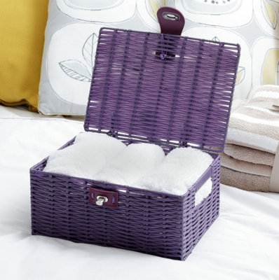 ARPAN Hamper Storage Basket Box with Lid Resin Purple Small