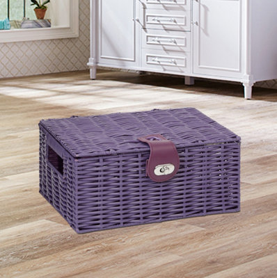 ARPAN Hamper Storage Basket Box with Lid Resin Purple Small