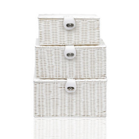 ARPAN Hamper Storage Basket Resin White Set of 3