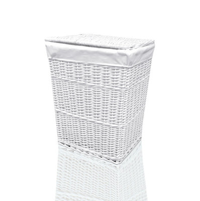 Arpan Large White Wicker Laundry Basket With White Lining | DIY at B&Q