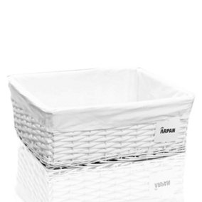 Arpan Large White Wicker Storage Basket with Removable Lining - Special Xmas Gift Hamper