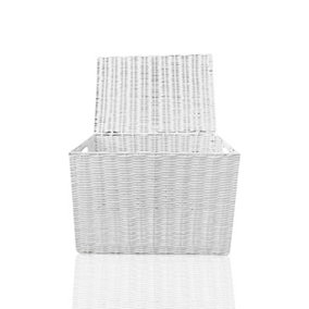 ARPAN Laundry Woven Chest Trunk Storage Basket White Medium