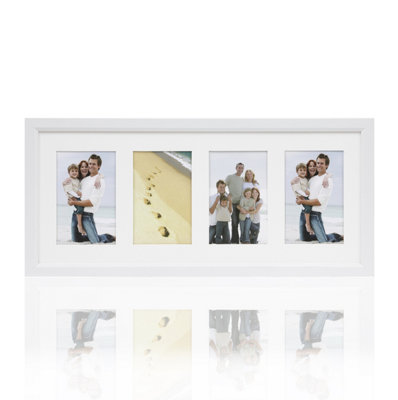 Arpan Mdf 4, Multi Aperture Modern Photo Picture Frame With Mount Black 