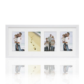 ARPAN MDF 4, Multi Aperture Modern Photo Picture Frame with Mount Black or White (White)