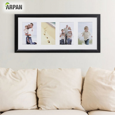 ARPAN MDF 4, Multi Aperture Modern Photo Picture Frame with Mount (Black)