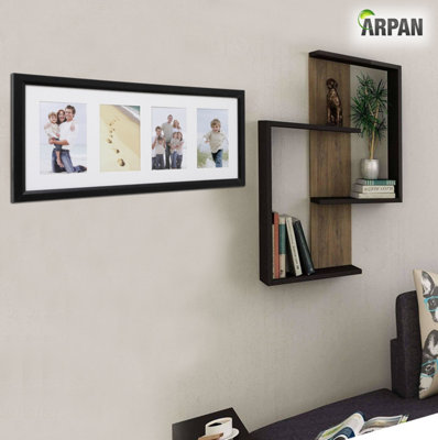 ARPAN MDF 4, Multi Aperture Modern Photo Picture Frame with Mount (Black)