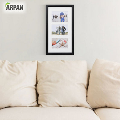 Arpan MDF Multi Aperture Photo Frame 3 Aperture 6x4 or 4x6" Black