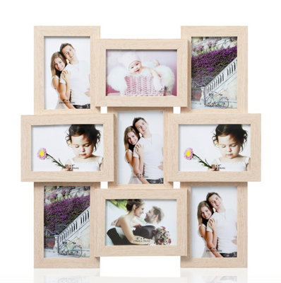 Arpan MDF Multi Apperture Picture/Photo Frame, Holds 9 x 6''X4'' Photos (Natural)