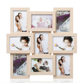 Arpan MDF Multi Apperture Picture/Photo Frame, Holds 9 x 6''X4'' Photos (Natural)