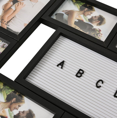 Arpan Multi Aperture Personalised Photo Picture Frame Alphabet or Number Holds 10 Photos (Black)