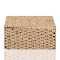 Arpan Natural Paper Rope Storage Basket Box With Lid (Large)