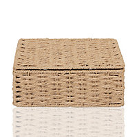 Arpan Natural Paper Rope Storage Basket Box With Lid (Small)