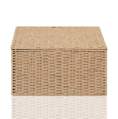 Arpan Natural Paper Rope Storage Basket Box With Lid (Xlarge)