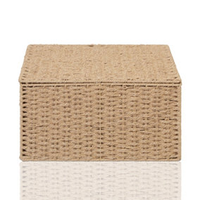 Arpan Natural Paper Rope Storage Basket Box With Lid (Xlarge)
