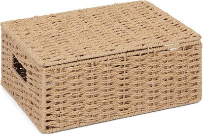 ARPAN Pack of 2 Paper Rope Storage Hamper Basket with Lid - Ideal For ...