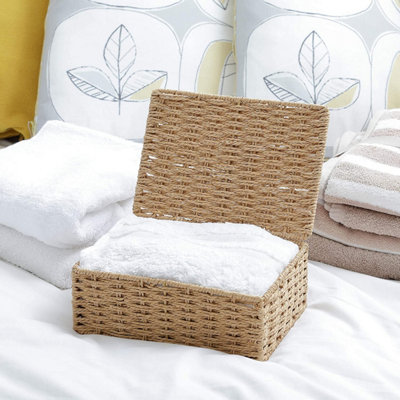 ARPAN Pack of 2 Paper Rope Storage Hamper Basket with Lid - Ideal For ...