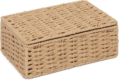 ARPAN Pack of 2 Paper Rope Storage Hamper Basket With Lid - Ideal For ...