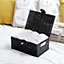 Arpan pack of 2 Resin Woven Storage Hamper Basket Box with Lid & Lock (Black - Small)