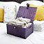 ARPAN Pack of Resin Woven Storage Hamper Basket Box with Lid & Lock (Purple - Large)