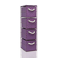 Arpan Purple 4-Drawer Storage Unit Ideal for Home/Office/Bedrooms (Purple 4-Drawer 18x25x65cm)