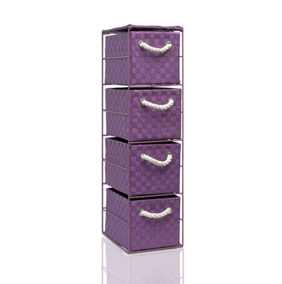 Arpan Purple 4-Drawer Storage Unit Ideal for Home/Office/Bedrooms (Purple 4-Drawer 18x25x65cm)