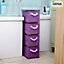 Arpan Purple 4-Drawer Storage Unit Ideal for Home/Office/Bedrooms (Purple 4-Drawer 18x25x65cm)
