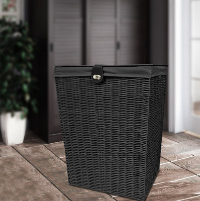 Large black laundry basket discount