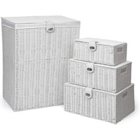 Arpan Resin Laundry, Storage Basket Set with Lid - 5PCS Hamper, Bathroom Bin, Bedroom Organizer for General Storage Washing Cloths