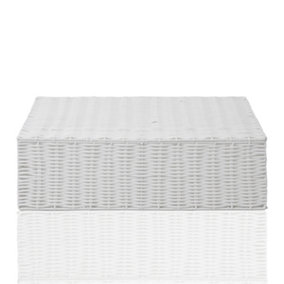 Arpan Resin Woven Under Bed Storage Box, Chest Shelf Toy Clothes Basket With Lid - White (Large)