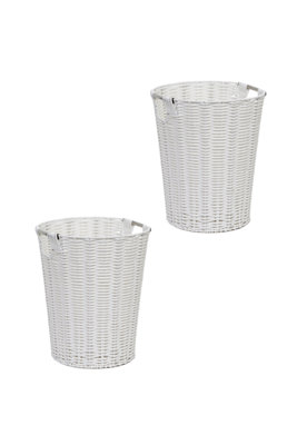 Arpan Set of 2 White Resin Plastic Strong Round Waste Paper Bin/Basket/Storage - Ideal for Home, Office, Hotels